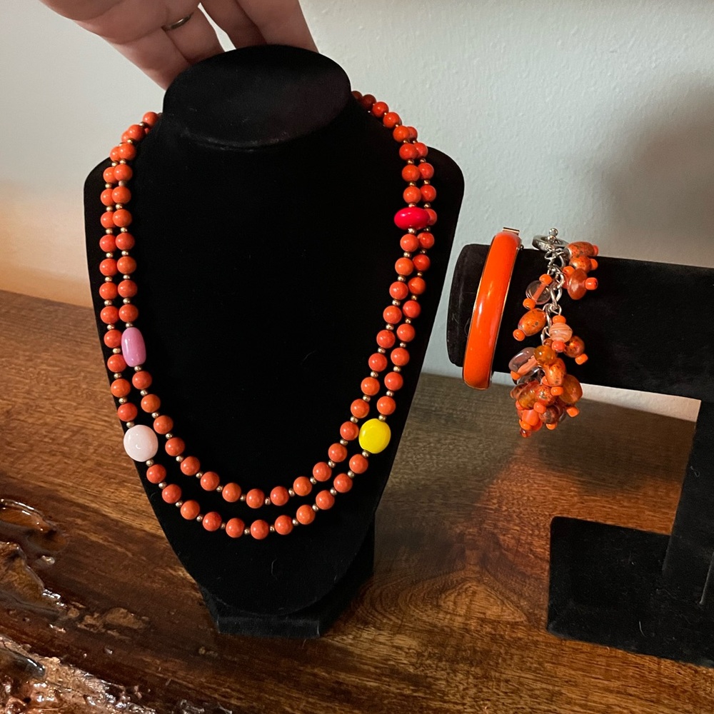 Orange beaded set